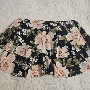 Kona Sol Black Floral Strapless Bathing Suit top Sz. L NWOT